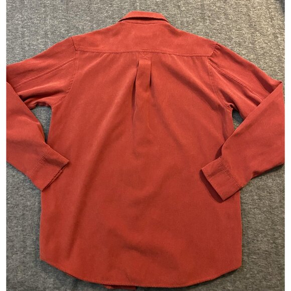 Covington Shirt Mens Medium Red Brushed Polyester Long Sleeve Button Up Casual - Picture 7 of 7